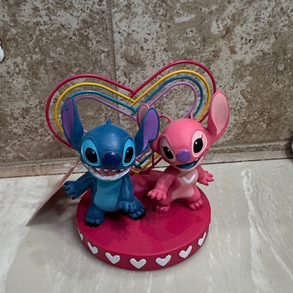 Stitch and Angel Heart Figurine - Blue and Pink